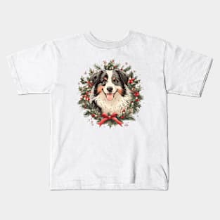 Festive Border Collie Dog Kids T-Shirt